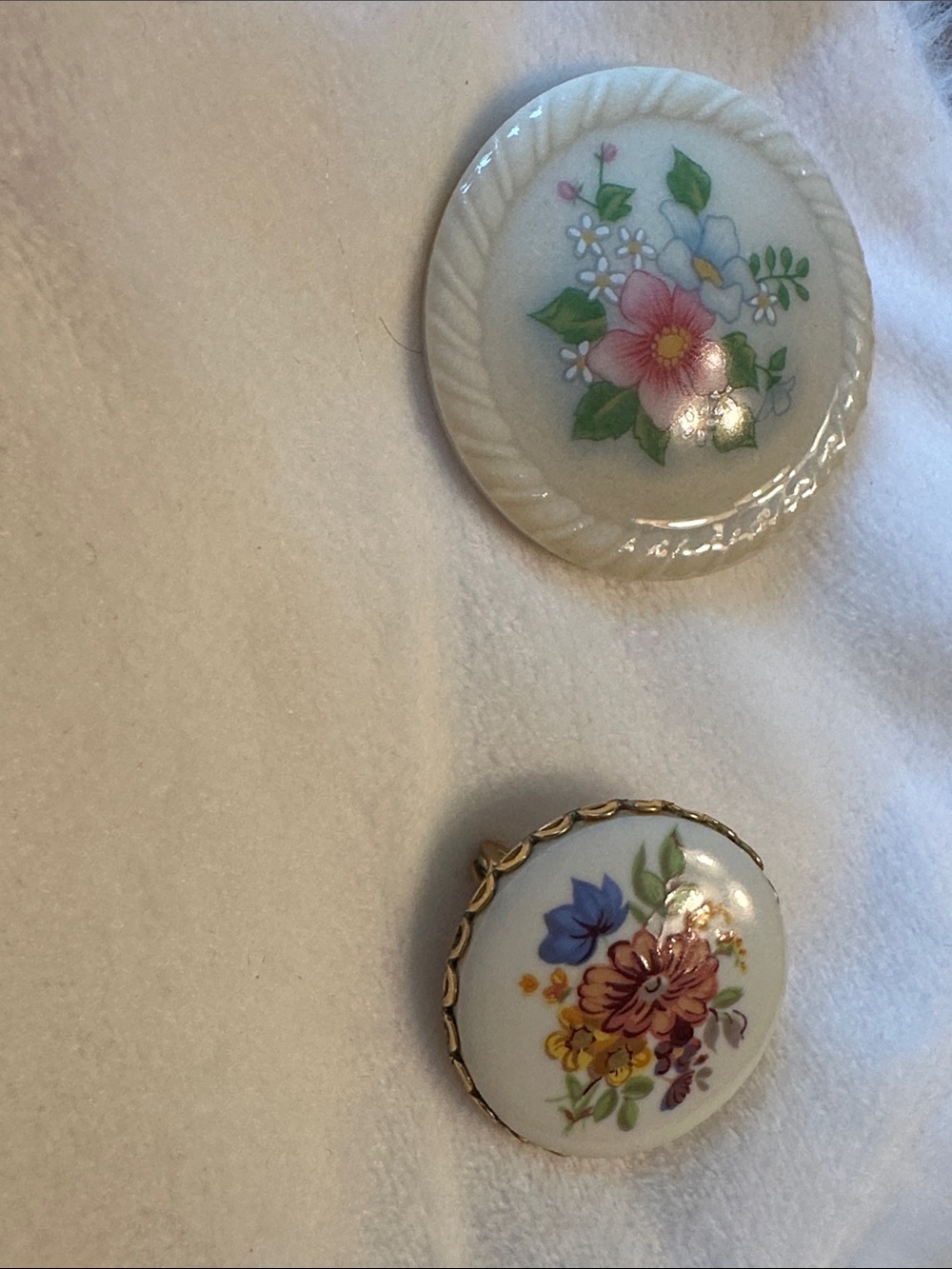 Decorative Floral Pins- White with Pink & Multicolor Floral Designs